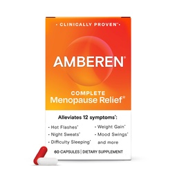 Amberen Menopause Supplement for Women, 120 Capsules, Clinically Proven, Helps Support Hormone Balance, Helps Relieve 12 Menopause Symptoms: Hot Flashes, Night Sweats, Mood Swings and More