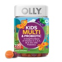 OLLY Kids Multivitamin & Probiotic Gummy, Digestive Support, Vitamins A, D, C, E, B, Zinc, Chewable Supplement, Berry Flavor, 50 Day Supply - 100 Count (Pack of 12)