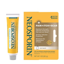 Neosporin + Pain, Itch & Scar, First Aid Triple Antibiotic Ointment for Infection Protection and Wound Care with Maximum Strength Pain and Itch Relief, Helps Minimize The Appearance of Scars, 1 oz