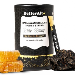 BetterAlt Pure Himalayan Shilajit/Shilajeet Honey Sticks with 75%+ Fulvic Acid & 85+ Trace Minerals | Organic Shilajeet with Natural Honey | Pure Organic Shilajit Energy & Stamina Supplement