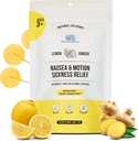 MommaBear Nausea & Motion Sickness Lollipops – Non-GMO Lemon & Ginger Candy for Nausea – Organic Lollipops for Kids 3+ & Pregnant Women to Alleviate Queasiness – Tightly Sealed for Freshness (10 Pack)