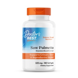 Doctor's Best Saw Palmetto Extract Supplement for Men & Women- Prostate Function & Urinary Tract Support, Hair Health Support, Saw Palmetto Herb 320 mg, Non GMO, Gluten Free, Soy Free- 180 Ct Softgels