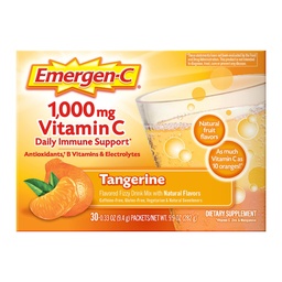 Emergen-C 1000mg Vitamin C Immune Support Powder Tangerine 30CT includes Zinc, Manganese, 7 B Vitamins and Electrolytes for Back to School Essentials