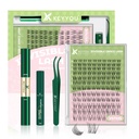 KEYYOU Venus Lash Clusters Kit Fairy Lash Extension Kit C Curl 120Pcs Eyelash Extension Wispy Natural Invisible Band with Waterproof DIY at Home(Venus-C-8-16MIX)