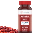 NovaKrill Krill Oil Omega 3 Supplement – 1000mg Softgels with EPA, DHA, Astaxanthin – No Fishy Aftertaste – Easy to Swallow Antarctic Krill Oil – 60 Liquid Capsules