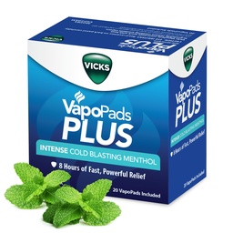 Vicks VapoPads Plus with Intense Cold Blasting Menthol - Vapor Pads Refill for Vicks Humidifiers and Steam Inhalers, Scent Pads for Congestion Relief, 20-Pack, Box Color May Vary