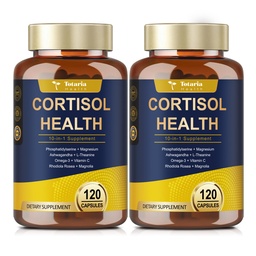 Totaria Cortisol Supplement with Ashwagandha,Magnesium,Rhodiola Rosea,L Theanine,Hormone Balance for Women Mood, Focus, Sleep Support 120 Vegan Capsules (Pack of 2)