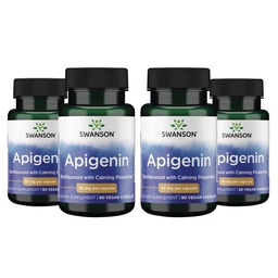Swanson Apigenin Bioflavonoid Supplement for Adults Seeking Natural Sleep, Relaxation, and Stress Relief Support - 50 mg (90 Vegan Capsules, 4 Pack)