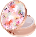 Rouidr Pill Box, 3 Compartment Medicine Pill Case, Small Pill Box for Purse & Pocket, Metal Travel Pill Box, Pill Container Medicine Holder Vitamin Container, Unique Gift, Rose Gold(Watercolor Flower)