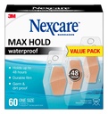 Nexcare Max Hold Waterproof Bandages, Stays On for 48 Hours, Flexible Bandages for Fingers, Knees and Heels - 60 Pack Clear Waterproof Bandages