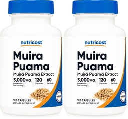 Nutricost Muira Puama Extract 120 Capsules for 60 Servings Per Bottle (Pack of 2)