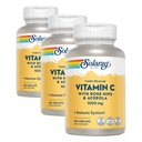 SOLARAY Vitamin C 1000mg - Time Release Vitamin C Capsules w/Rose HIPS and Acerola for Bioflavonoid Support - Two-Stage, All-Day Immune Support - Vegan, 60 Day Guarantee (Pack of 3)