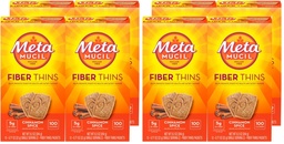 Metamucil Fiber Thins,Daily Fiber Supplement Snack,Psyllium Husk Powder,5g-Fiber per Serving,Supports Digestive Health and Satisfies Hunger,Cinnamon Spice Flavor,12 Servings Each,(Pack of 8)