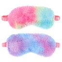 2 Pack Plush Sleeping Eye Mask Soft Plush Eye Mask Fuffy Eye Cover Comfortable Sleep Mask Blindfold Rainbow Faux Fur Eye Shade for Women, Men and Kids Travel Nap Sleeping