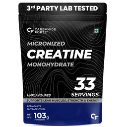 Carbamide Forte Creatine Mono hydrate Powder | Micronized Monohydrate Creatine 103g | Micronized Monohydrate Supplement for Lean Muscle, Strength & Energy - Unflavoured - 33 Servings - 103g