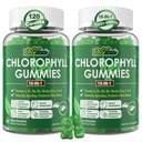 Chlorophyll Gummies, Super Green 18-IN-1 with Organic Chlorella Spirulina, Wheat Grass, Magnesium, Prebiotic Fiber for Internal Deodorant*,Comfort Digestion, Metabolism,Immune, Fresh Body Odor, 2Packs