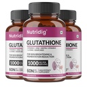L-Glutathione 1000mg with Vitamin C, Zinc & Biotin | Antioxidant Support for Skin Health & Radiance | FSSAI APPROVED | 60 Veg Capsules - Pack of 3