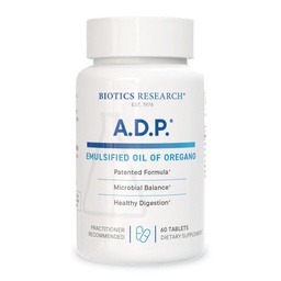 Biotics Research A.D.P. Emulsified Oil of Oregano Tablets for GI Health -Sustained Release for High Absorption Contains Carvacrol, Wild Oregano Oil 50mg/S - Patented Formula -Non GMO –60 Tablets