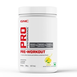 GNC Pro Performance Pre-Workout | 360 gm | 30 Servings | Boosts Pump & Energy | Speeds Up Recovery | 1500 mg L-Arginine | 3500 mg Beta-Alanine | 200 mg Caffeine | Lemon