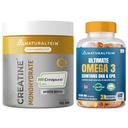 Naturaltein Creatine Monohydrate (Creapure®) 150g + Naturaltein Omega-3 Fish Oil 1250mg Triple Strength (60 Softgels) | Muscle Strength, Performance, Recovery & Heart Health Support
