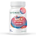Ambrosial N-Acetyl Cysteine Supplement with Vitamin C – NAC 600mg + Vitamin C 80mg – 60 Vegetarian Tablets – Daily Wellness Supplement