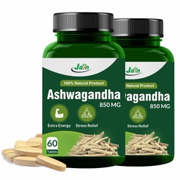 Jain Ashwagandha Tablets 850mg, 60 Count (Pack of 2), Ayurvedic Supplement