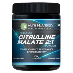 Pure Nutrition L Citrulline Malate Powder | L Citrulline Powder 100% Pure & Unflavoured | Boosts Stamina, Enhances Performance, Speeds Muscle Recovery & Reduces Fatigue | Ideal Pre-Workout for Men & Women – 100g ( 33 Servings )