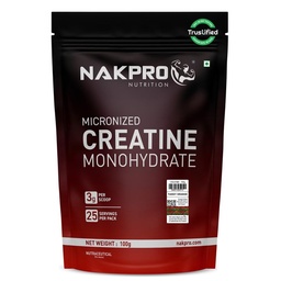 NAKPRO NUTRITION Micronised Creatine Monohydrate | 100g (25 Servings) | Tangy Orange | Trustified Certified | Rapid Absorption Pre/Post Workout