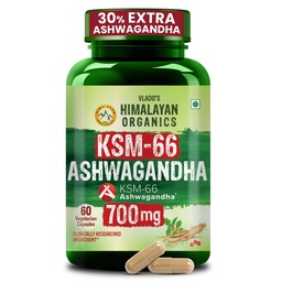 Vlado's Himalayan Organics Ashwagandha KSM-66 - 700 MG | 5% Withanolides for Max Results | Clinically Proven 100% Pure Root Extract | Stress Relief, Energy & Recovery Support |Triple Strength Formula I World’s Strongest Ashwagandha | 60 Capsules