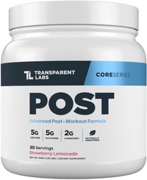 Transparent Labs Post - Post-Workout Recovery Muscle Builder with L-Glutamine, Beta-Alanine and BetaPure Betaine Anhydrous for Muscle Recovery and Muscle Building - 30 Servings, Strawberry Lemonade