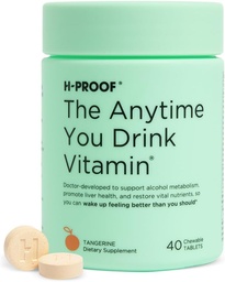 H-PROOF The Anytime You Drink Vitamin, Liver Health & Immunity Support with Electrolytes, Milk Thistle, and Vitamins B & C - 40 Chewable Tablets (20 Servings), Vegan, Tangerine
