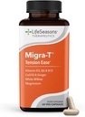 LifeSeasons Migra-T with Relieve-R PM - Migraine Prevention & Relief Supplement - Supports Severe Headaches - Reduces Light Sound & Odor Sensitivity - Feverfew, White Willow, Magnesium Ginger & CoQ10