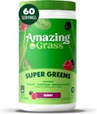 Amazing Grass Greens Blend Superfood: Super Greens Powder Smoothie Mix with Spirulina, Chlorella, Beet Root Powder, Digestive Enzymes & Probiotics, Berry, 60 Servings (Packaging May Vary)
