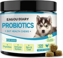 Eagou Diary Probiotics for Dogs - Dog Probiotics for Digestive Health, Gut Health Supplements with Prebiotics, Goat Milk, Omega 3, Vitamins, Chews for Canine Diarrhea, Stomach, Gas Relief - 120 Ct