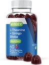Viteey L-Theanine Gummies with Ginkgo Biloba for Adults - Aids in Focus & Relax, Improve Mood - Non GMO, Gelatin Free, Vegan, Gluten Free, Naturally Sourced Chewable Tasty Raspberry Flavored Gummy