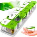Extra Large Weekly Pill Organizer - XL Vitamin Holder with 7 Detachable AM PM Compartments - Portable Medicine Dispenser for Home and Travel, Big Supplement Container for Weekly or Daily Use, Green