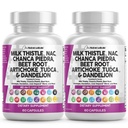 Clean Nutraceuticals Milk Thistle NAC Chanca Piedra Beet Root Artichoke Astragalus Dandelion Root - Liver Cleanse Supplement Plus TUDCA Choline & Ginger - 2Pack