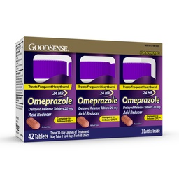 GoodSense Omeprazole Delayed Release Tablets 20 mg, Stomach Acid Reducer for Frequent Heartburn Treatment, 42 Count