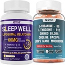 NEVISS L-Tyrosine Gummies & Melatonin 60mg for Adults Bundle