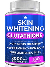 Glutathione Whitening Pills - 180 Capsules 2000mg Glutathione - Effective Skin Lightening Supplement - Dark Spots, Melasma & Acne Scar Remover, Hyperpigmentation Treatment - Anti-Aging Antioxidant