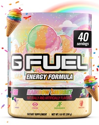 G Fuel Rainbow Sherbet Energy Drink Powder, Pre Workout Caffeine Mix for Gaming, Sugar Free Focus Amino, Vitamin + Antioxidants, 9.9oz (Rainbow Sherbet, 40 Servings)