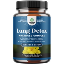 Lung Detox Mullein Leaf Capsules - Purifying Mullein Lung Cleanse Complex with NAC Quercetin & Cordyceps Extracts - Leaf Herb Respiratory Supplement for Sinus Immunity & Breathing Support 60ct