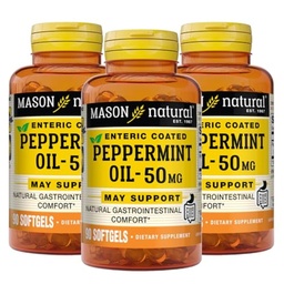 MASON NATURAL Peppermint Oil 50 mg Enteric Coated Supplement, 270 Day Supply of Gastrointestinal Support for Normally Functioning Bowel, Softgel Pills