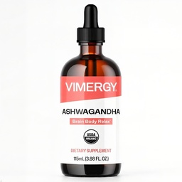 Vimergy Ashwagandha Organic Stress Relief, Liquid Extract 250 mg, 115 mL