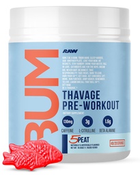 RAW Pre Workout Powder, Thavage (5 Peat, Red Gummy) - Chris Bumstead Sports Nutrition Supplement for Men & Women - Cbum Pre Workout for Working Out, Hydration, Mental Focus & Energy - 40 Servings