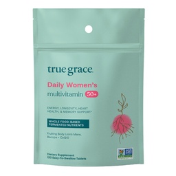 True Grace Daily Women’s Multivitamin 50+ - 120 Easy-to-Swallow Tablets - Immune, Energy, Longevity & Memory Support - Vegan - Gluten, Soy & Iron Free - 60 Servings
