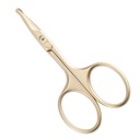 LIVINGO 3.75" Small Safety Facial Nose Hair Scissors, Curved Blade with Rounded Tip Stainless Steel for Manicure Cuticle, Eyebrow, Dry Skin (Gold)