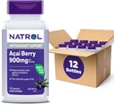 Natrol Acai Berry, Dietary Supplement, Antioxidant Protection & Defense, The Ultimate Super Fruit, 900 mg Veggie Capsules, 75 Count (Pack of 12)