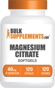 BulkSupplements.com Magnesium Citrate Softgels - Magnesium Supplement, Magnesium Citrate Supplement - Gluten Free, 1 Softgel per Serving (40mg of Magnesium), 120 Count (Pack of 1)