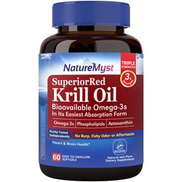 Krill Oil 1000 mg Softgels, Krill Oil Omega-3s, EPA, DHA, Astaxanthin & Phospholipids, 60 Count (Pack of 1), Non-GMO, No Gluten, Made in The USA